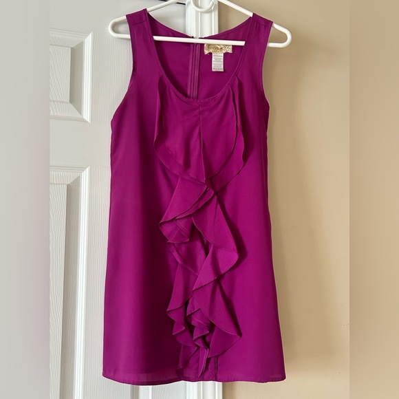 Francesca’s satin ruffle dress. Size small. - Picture 1 of 4